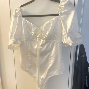 white satin bodysuit